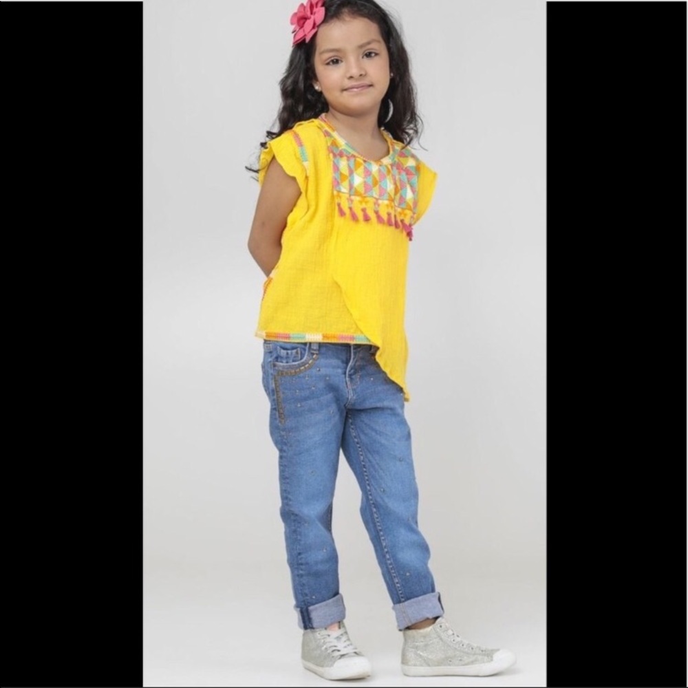 Yellow embroidered top